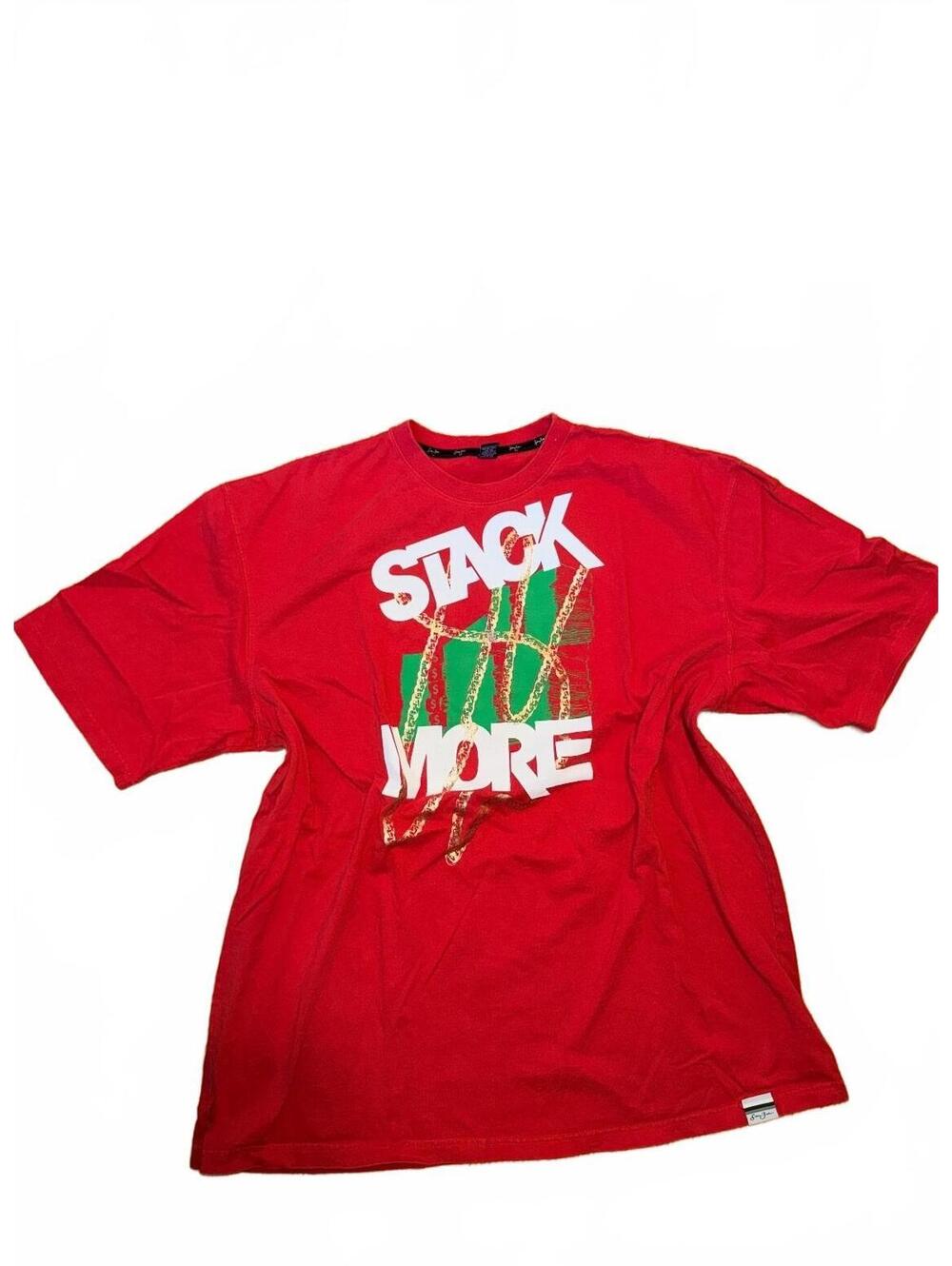 Sean John Stack More Graphic T-Shirt Red Gold Chains Size 3XL